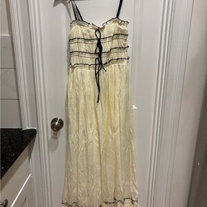NWT Cream Maxi Dress with Black Accents